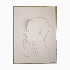 Leo Guida, Boy and Bird, Original Drawing, 1970s