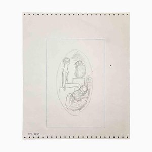 Leo Guida, Nude Sybil, dibujo a lápiz original, años 70