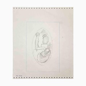 Leo Guida, Nude Sybil, Original Pencil Drawing, 1970s