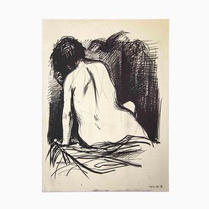 Leo Guida, Desnudo de espaldas, dibujo original, años 80