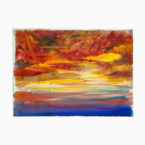 Leo Guida, The Sunset, Acquarello originale, anni '70