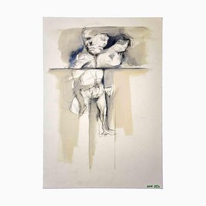 Leo Guida, Traurigkeit, Original Tinte und Aquarell, 1970er