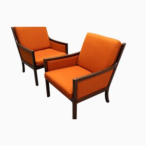Mahogany Lounge Chairs by Ole Wanscher for P. Jeppesen, Set of 2