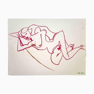 Leo Guida, lehnte Akt, Zeichnung, 1970er Jahre ab