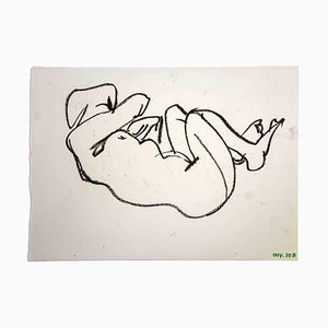 Leo Guida, Desnudo de espaldas, dibujo, años 70
