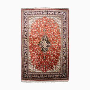 Floral Silk Rug with Border and Medallion