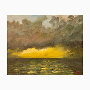 Quirke, St Ives, pittura acrilica impressionista, Sunset on the Sea, anni '90