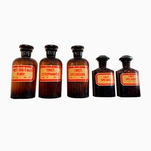 Glass Apothecary Bottles, Set of 5