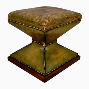 Victorian Diablo Leather Stool with Brass Stud Work