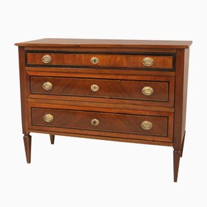 Antique Louis XVI Inlaid Walnut Chest of Drawers, Italy, 18th-Century