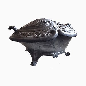 Antique French Cast Iron Coal Scuttle