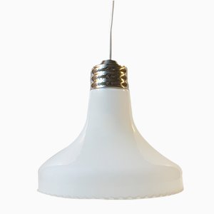 Lampe à Suspension Scandinave en Opaline Blanche de Odreco, 1970s