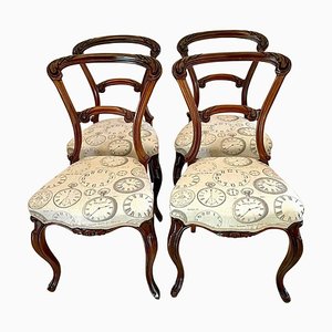 Victorian Carved Rosewood Dining Chairs, Set of 4