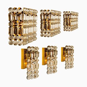 Applique en Laiton Doré, Métal et Verre de Cristal de Kinkeldey, 1970s