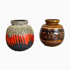 Multicolored Fat Lava Ceramic Vases from Scheurich, Germany, 1970s, Set of 2