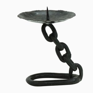 Brutalist Wrought Iron Candle Holder, 1970s