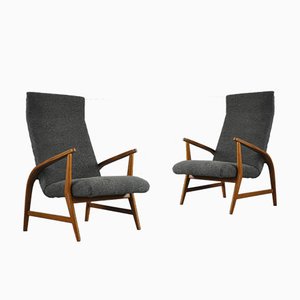 Set of Armchair in Wood and Bouclè, 1950s