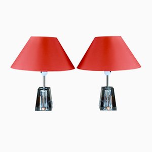 Tischlampe von Carl Fagerlund für Orrefors, Schweden, 2er Set