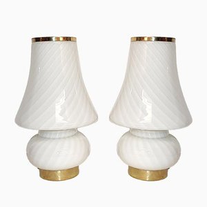 Lámparas de mesa italianas de cristal de Murano, años 70. Juego de 2