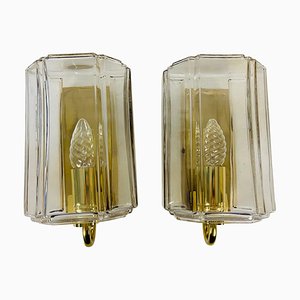 Brass and Glass Wall Lights by Limburg, 1970s, Germany, Set of 2