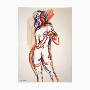 Leo Guida, desnudo, dibujo original, años 70