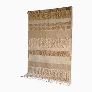 Mid-Century Swedish Beige Flat Weave/High Pile Carpet