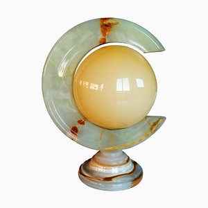 Lámpara de mesa de ónix y vidrio opalino, años 70