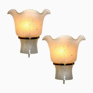 Brass & Glass Wall Sconces by Doria, 1960s, Set of 2