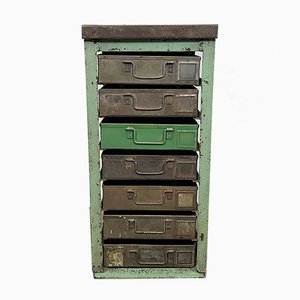 Vintage Industrial Green Iron Chest of Drawers, 1950s