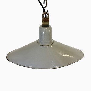 Industrielle graue emaillierte Lampe, 1930er