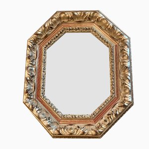 Silberner Vintage Spiegel mit Holzrahmen