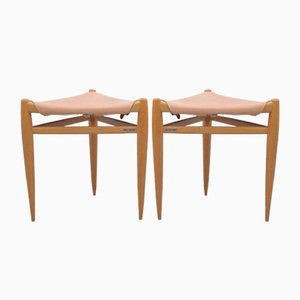 Tripod Hocker aus Eiche von Uno & Östen Kristiansson von Luxus, 2er Set