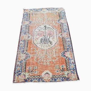 Small Turkish Distressed Oushak Rug in Pastel Color