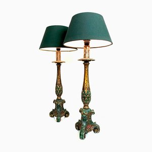 Vintage Baroque Style Multicolored Table Lamps, 1970s, Set of 2