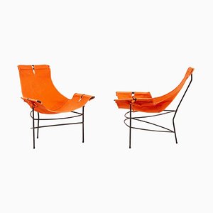 Sessel in Orange Leinwand von Jerry Johnson, USA, 1950er, 2er Set