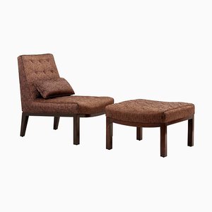 Fauteuil avec Ottomane par Edward Wormley pour Dunbar, USA, 1960s, Set de 2