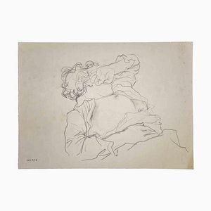 Leo Guida, figure reclinate, disegno a matita originale, anni '70