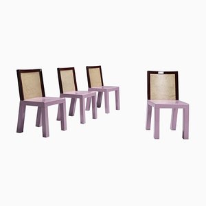 Postmoderne pinke Esszimmerstühle von Ettore Sottsass für Leitner, 4er Set
