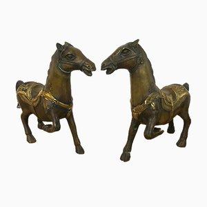 Chinese Bronze Horse Figures, Set of 2