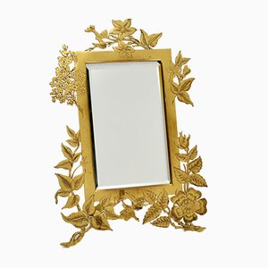 Antique Art Nouveau Brass Table Mirror or Picture Frame