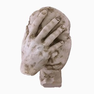 Escultura vintage de mármol con base de piedra caliza, años 70