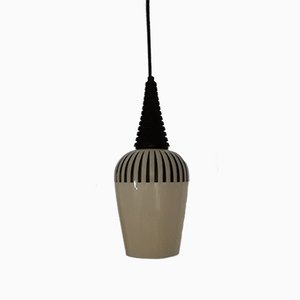 Lampada da soffitto vintage in plastica nera, anni '60