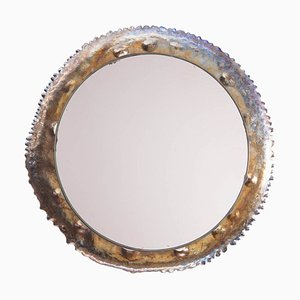 Vintage Brutalist Titanium Wall Mirror, 1970s