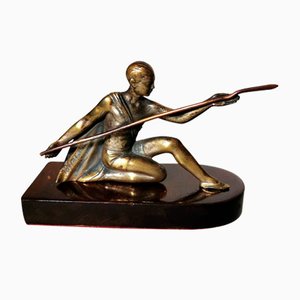 Estatuilla Art Déco de bronce representando a una joven gimnasta