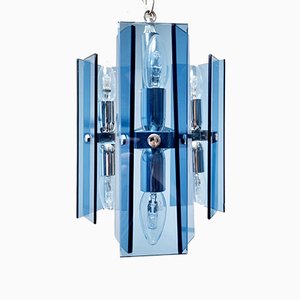 Mid-Century Modern Blue Glass Ceiling Lamp from Fontana Arte, Italy, 1960s