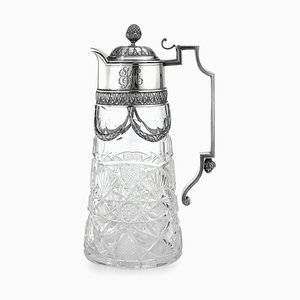 Russischer Krug aus massivem Silber & geschliffenem Glas von Faberge, 19. Jh