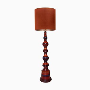Large Ceramic Floor Lamp with New Silk Custom Made Lampshade by René Houben