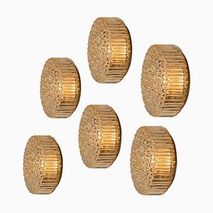 Brass and Glass Wall Light / Flush Mount by Motoko Isshi for Staff, 1970s