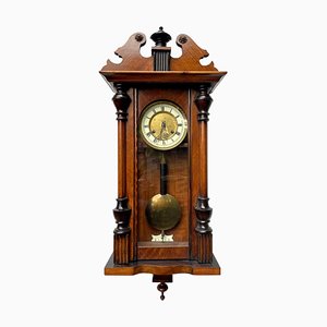 Reloj de pared Vienna victoriano antiguo de nogal
