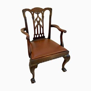 Antique Victorian Carved Mahogany Desk Chair